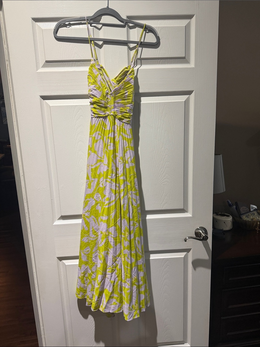 Astr Yellow and Lavender Floral Maxi Dress with Spaghetti Straps